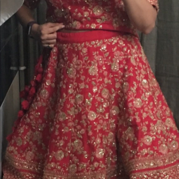 Sabyasachi copy lehnga in crimson red color. - Picture 5 of 11